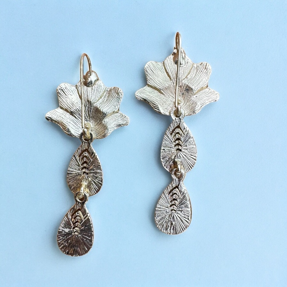 Free People Blue and Gold Floral Earrings - Picture 2 of 2
